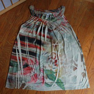 Style & Co Petite Textured Multi Print Chain Collar Tank Top